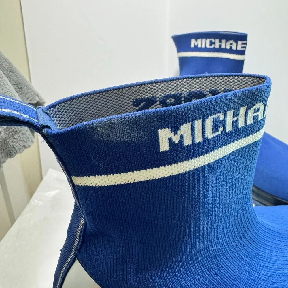 Michael Kors Kendra Reflective High Stretch Knit Sock Sneaker 10.5 Sapphire Blue